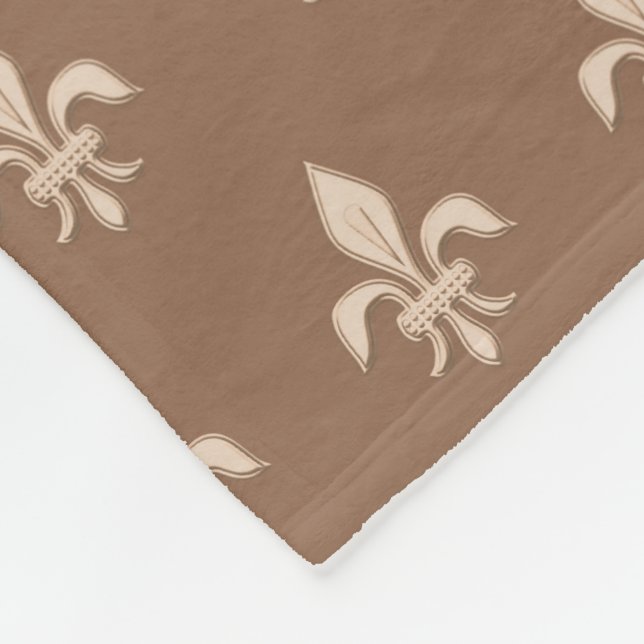 Lilie in hellbeige auf Taupe Tan Fleecedecke (Ecke)