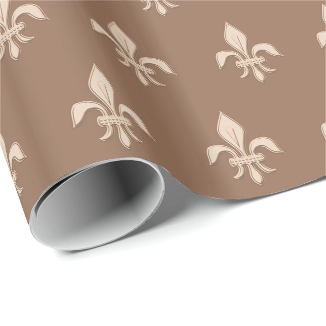 Lilie in hellbeige auf Taupe Tan Geschenkpapier (Rolleneckpunkt)