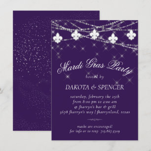 Lilie Lights   Lila Moody Mardi Gras Einladung
