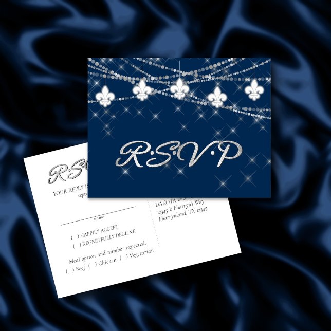 Lilie Lights | Navy Cobalt UAWG Mahl Einladungspostkarte (Von Creator hochgeladen)