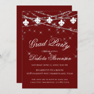 Lilie Lights   Red Theme Graduation Party Einladung