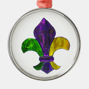 Lilie Mardi Gra addieren Text Silbernes Ornament