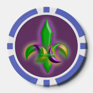 Lilie Mardi Gras Style Party Poker Chips