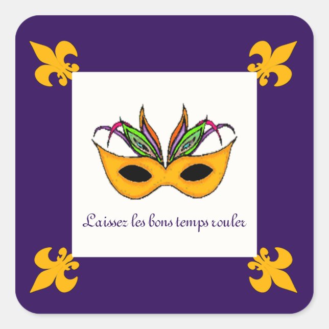 Lilie Mask Mardi Gras Aufkleber (Vorderseite)