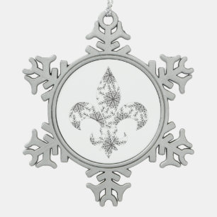 Lilie mit Schneeflocken Zinn-Ornament