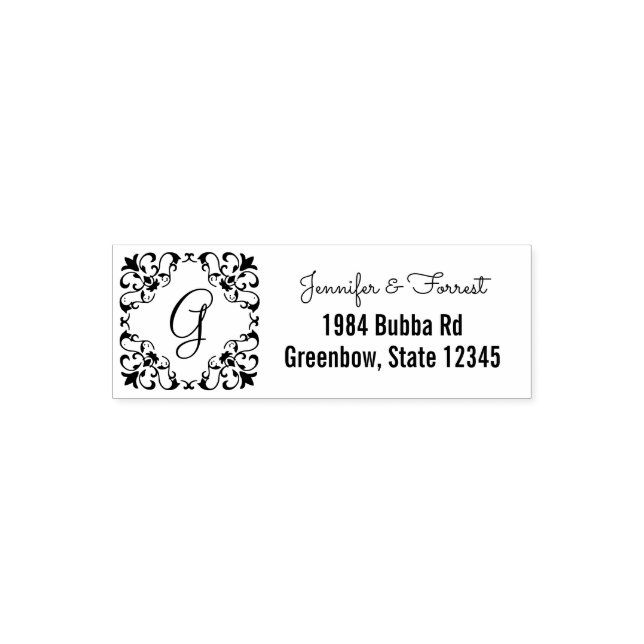Lilie Monogram | Elegante Hochzeitsnamen Permastempel (Design)