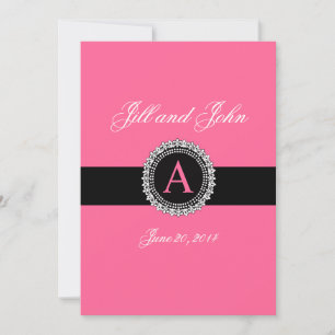 Lilie Monogram Hochzeitseinladungen Hot Pink Einladung