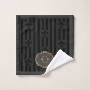 Lilie Monogram Wash Tuch aus schwarzem Velvet