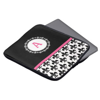 Lilie-Muster in Rosa und Schwarz Laptopschutzhülle