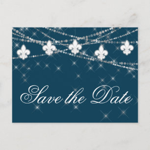 Lilie Navy Blue Lights   Rustikale Hochzeit Ankündigungspostkarte