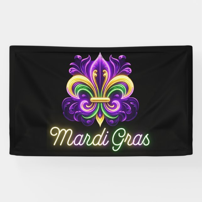 Lilie Neon Mardi Gras Banner (Horizontal)