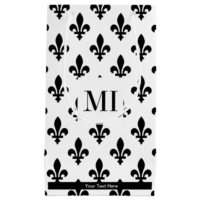 Lilie Pattern, Französisch, Royal, Black Kleine Geschenktüte (Vorderseite)