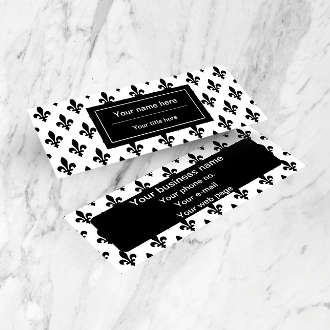 Lilie Pattern, Französisch, Royal, Black Mini Visitenkarte (Von Creator hochgeladen)