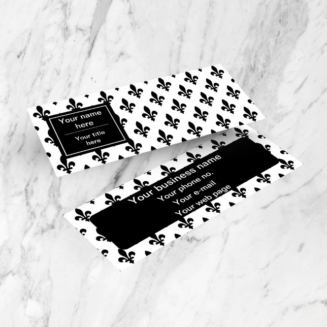 Lilie Pattern, Französisch, Royal, Black Mini Visitenkarte (Von Creator hochgeladen)