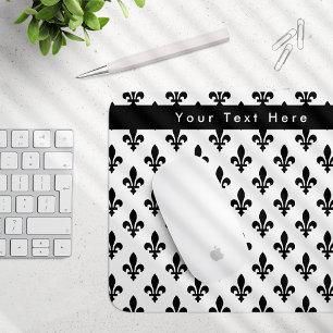 Lilie Pattern, Französisch, Royal, Black Mousepad