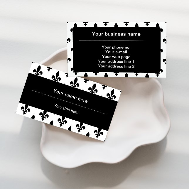 Lilie Pattern, Französisch, Royal, Black Visitenkarte (Von Creator hochgeladen)