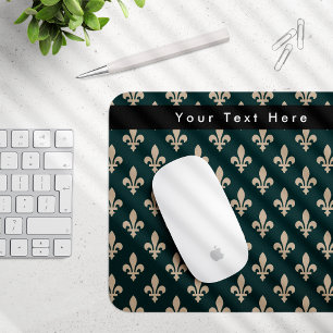 Lilie Pattern, Französisch, Royal, Cream, Green Mousepad