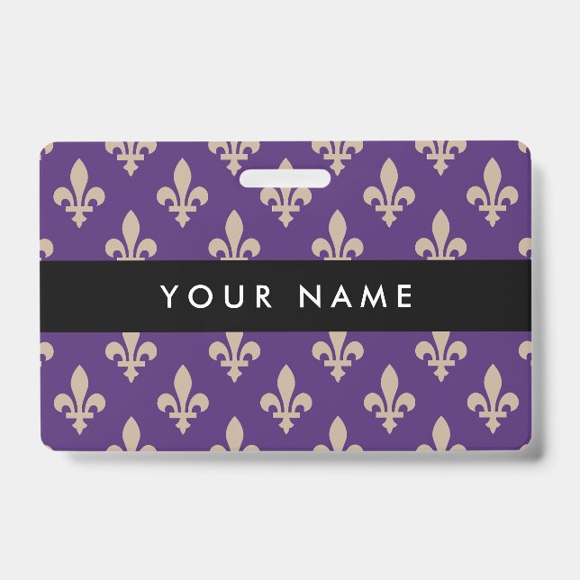 Lilie Pattern, Französisch, Royal, Cream, Lila Ausweis (Vorderseite)