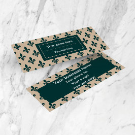 Lilie Pattern, Französisch, Royal, Green Mini Visitenkarte