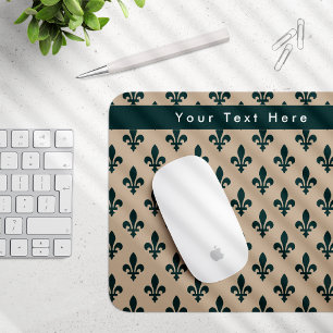 Lilie Pattern, Französisch, Royal, Green Mousepad