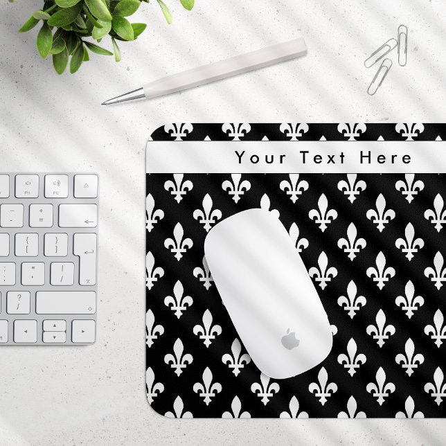 Lilie Pattern, Französisch, Royal, Weiß Mousepad (Von Creator hochgeladen)