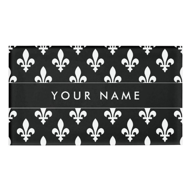 Lilie Pattern, Französisch, Royal, Weiß Namenschild (Vorderseite)