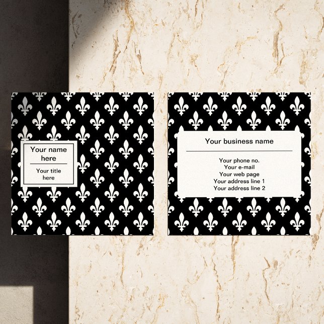 Lilie Pattern, Französisch, Royal, Weiß Quadratische Visitenkarte (Von Creator hochgeladen)