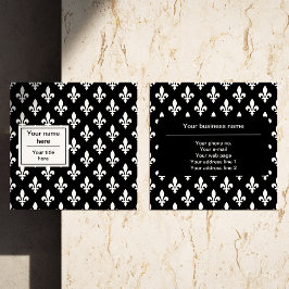 Lilie Pattern, Französisch, Royal, Weiß Quadratische Visitenkarte