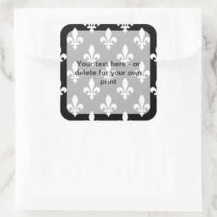 Lilie Pattern, Französisch, Royal, Weiß Quadratischer Aufkleber