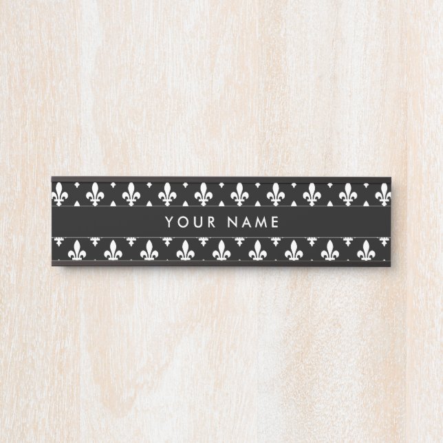 Lilie Pattern, Französisch, Royal, Weiß Türschild (Vorderseite )