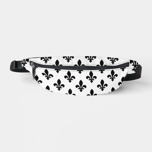 Lilie Pattern, Royal French, Black on White Bauchtasche (Vorderseite)