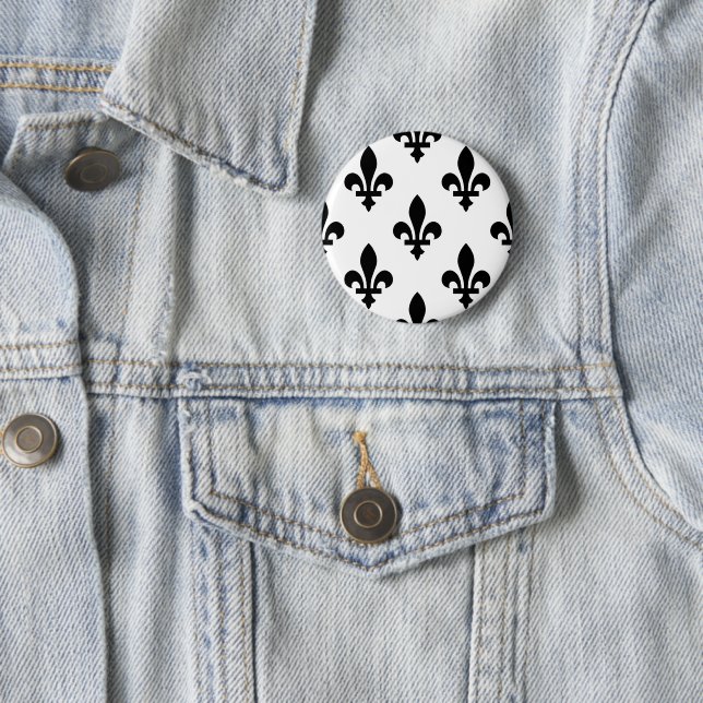 Lilie Pattern, Royal French, Black on White Button (Beispiel)