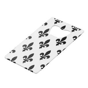 Lilie Pattern, Royal French, Black on White Geldbeutel Flaschenöffner