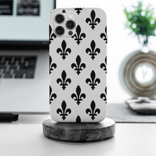 Lilie Pattern, Royal French, Black on White iPhone 15 Pro Max Hülle