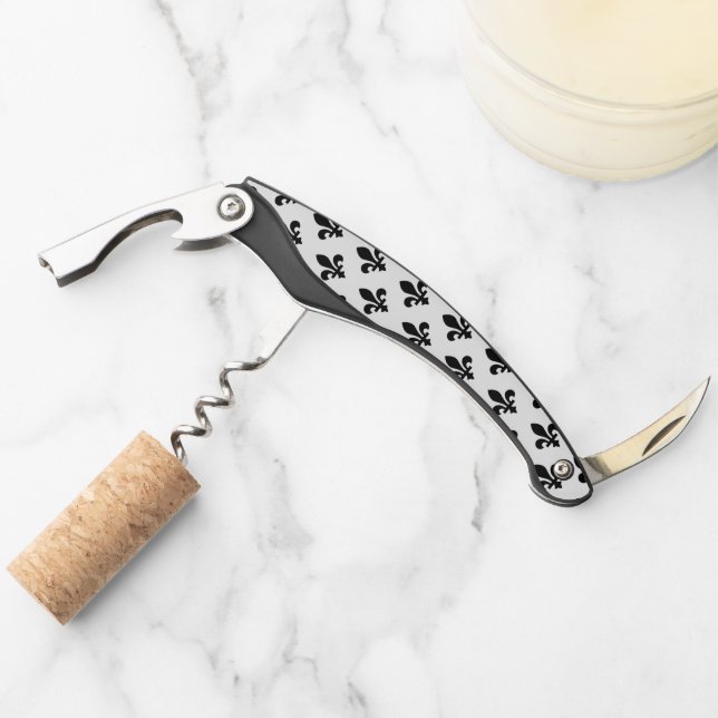 Lilie Pattern, Royal French, Black on White Kellnermesser (Vorderseite)