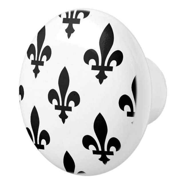 Lilie Pattern, Royal French, Black on White Keramikknauf (Rechts)
