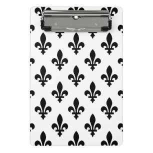 Lilie Pattern, Royal French, Black on White Mini Klemmbrett