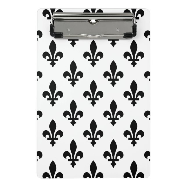 Lilie Pattern, Royal French, Black on White Mini Klemmbrett (Vorderseite)