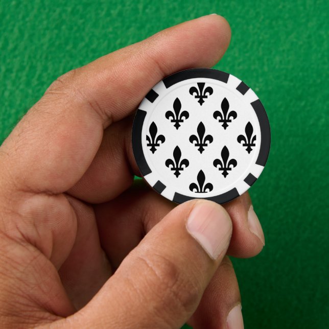 Lilie Pattern, Royal French, Black on White Pokerchips (Hand)