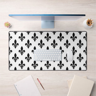 Lilie Pattern, Royal French, Black on White Schreibtischunterlage