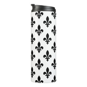Lilie Pattern, Royal French, Black on White Thermosbecher