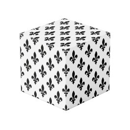 Lilie Pattern, Royal French, Black on White Würfel