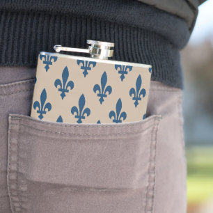 Lilie Pattern, Royal French Blue on Cream Flachmann