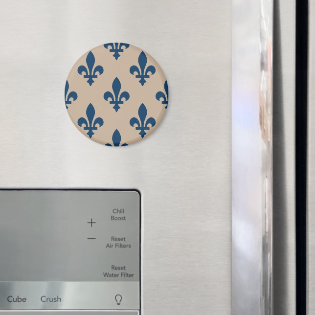 Lilie Pattern, Royal French Blue on Cream Magnet (In Situ (Kühlschrank))