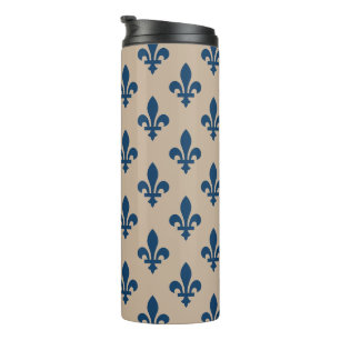 Lilie Pattern, Royal French Blue on Cream Thermosbecher