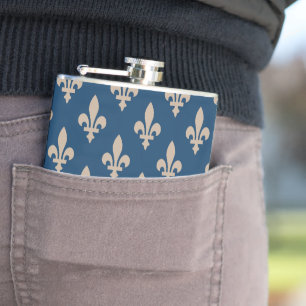 Lilie Pattern, Royal French, Cream on Blue Flachmann