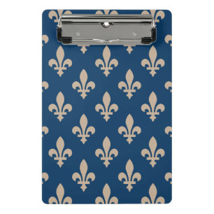 Lilie Pattern, Royal French, Cream on Blue Mini Klemmbrett