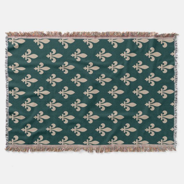 Lilie Pattern, Royal French Cream on Green Decke (Vorderseite)