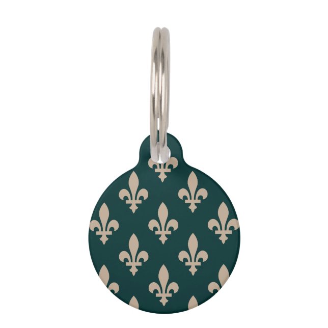 Lilie Pattern, Royal French Cream on Green Haustiermarke (Vorderseite)