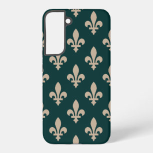 Lilie Pattern, Royal French Cream on Green Samsung Galaxy Hülle